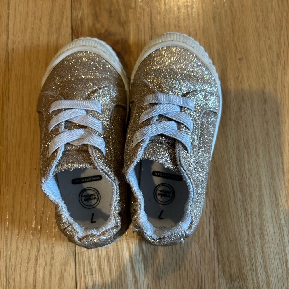 Sparkly Gold Kids Sneakers - Picture 4 of 4